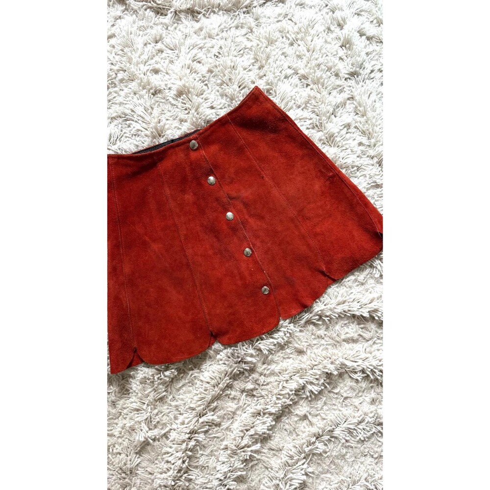 Vintage 70s Suede Mini Skirt | Boho High Waist Western Retro Bohemian